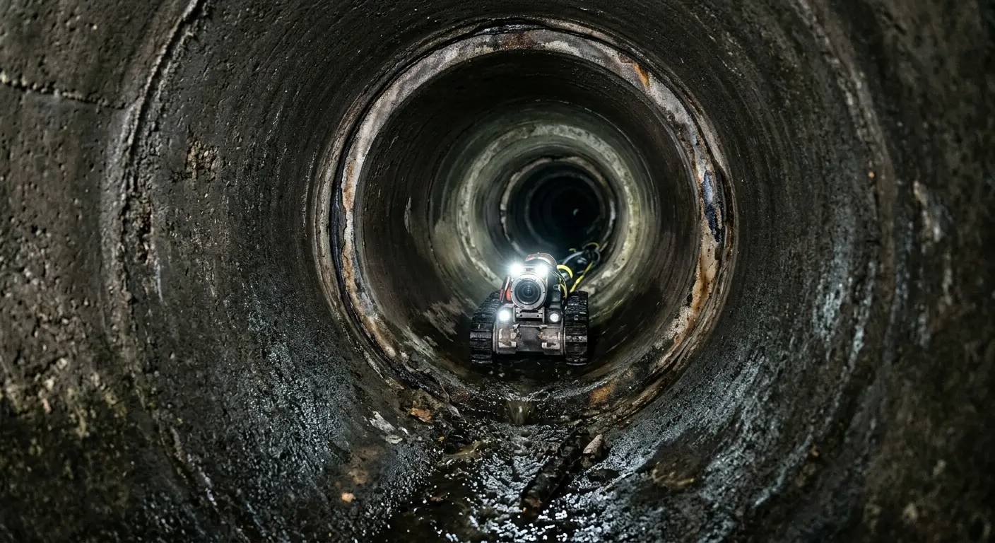Robotic sewer camera inspecting pipe interior for Drain Snake Service in White Bear Lake